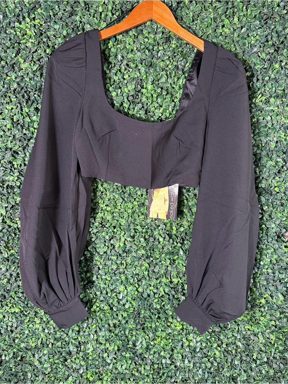 Naked Wardrobe Crop Top Black Long Sleeve Corset Bustier Size S - Picture 2 of 8